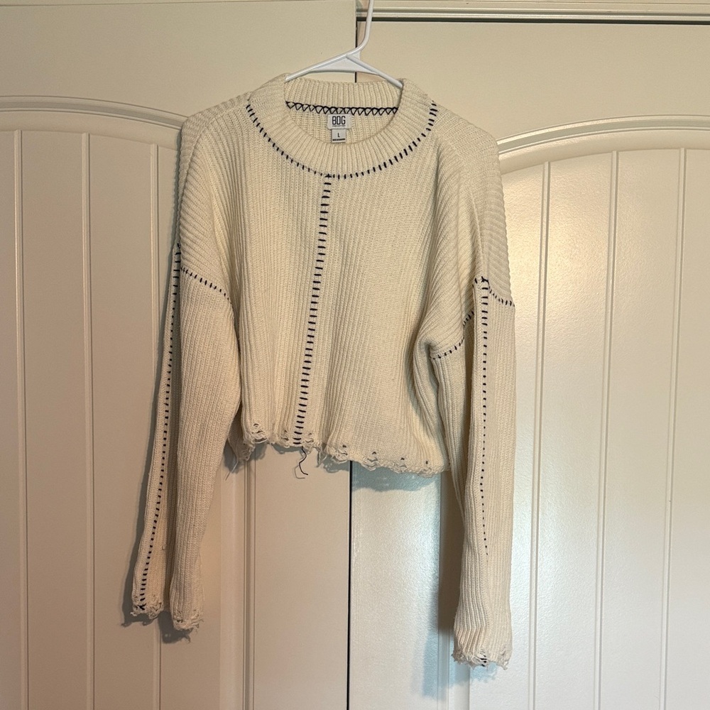 BDG Cream Knit Sweater with Black Accents